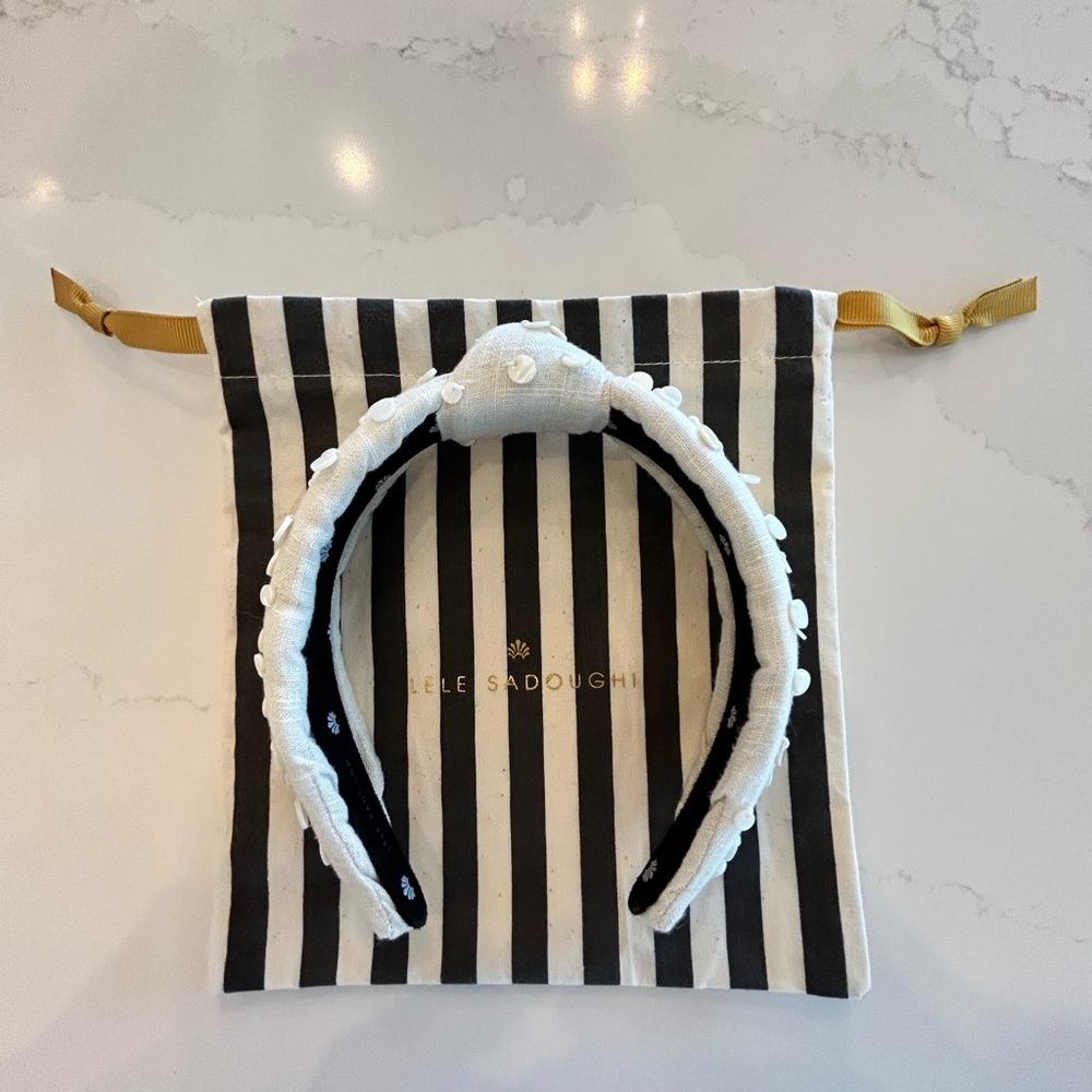 Lele Sadoughi Sand Shell Paillette Slim Knotted Headband